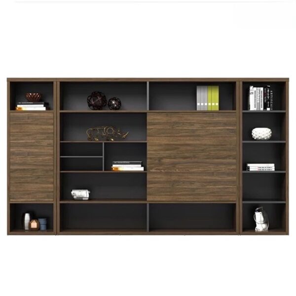 Tủ tài liệu cao cấp văn phòng, nâu, W3400 x D450 x H2000 mm (DD32994)