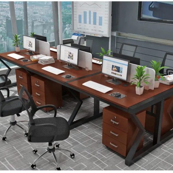 Cụm bàn làm việc 6 người hiện đại WC34464 Cụm bàn làm việc 6 người - Góc nhìn thực tế