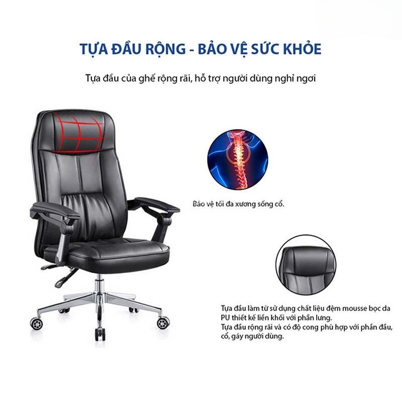 Ghế giám đốc xoay cao cấp LO37132 Chi tiết bọc da cao cấp của ghế LO37132