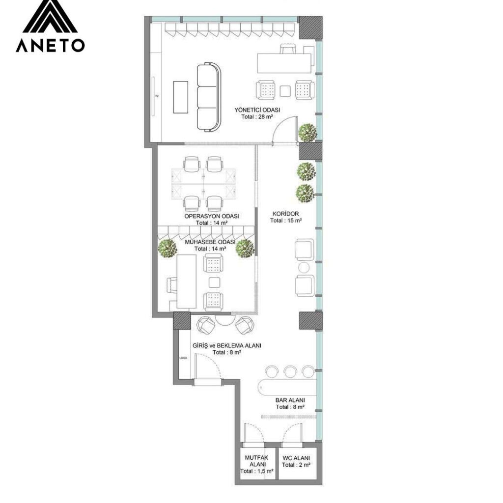 Thiết kế văn phòng làm việc – giao dịch 90m² Thiết kế văn phòng làm việc – giao dịch 90m²