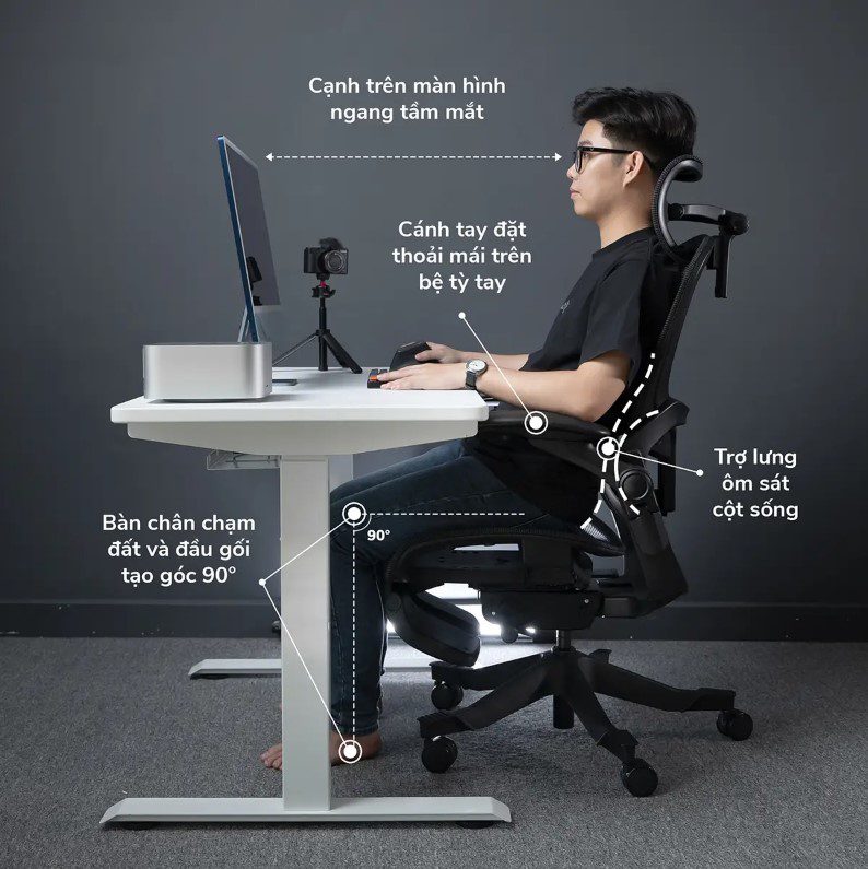 Phòng ngừa bệnh văn phòng với tư thế làm việc chuẩn công thái học