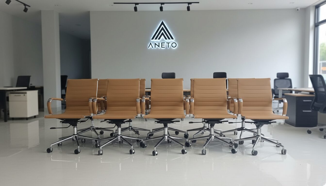 Ghế xoay da chân xoay - Điểm nhấn sang trọng cho văn phòng hiện đại tại dự án Terra An Hưng