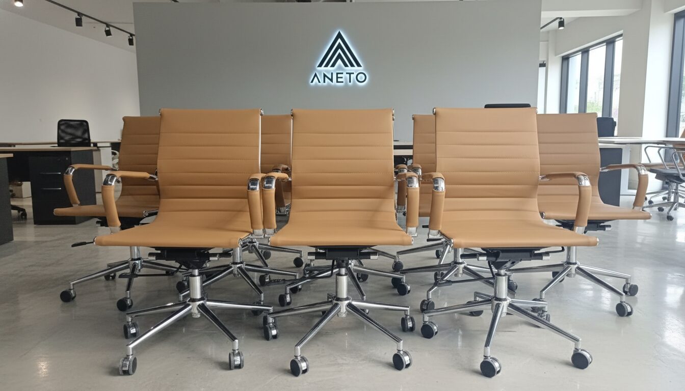 Ghế xoay da chân xoay - Điểm nhấn sang trọng cho văn phòng hiện đại tại dự án Terra An Hưng