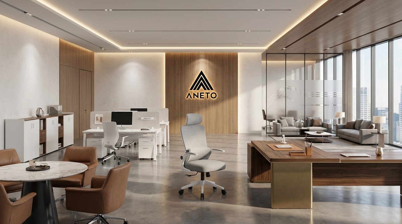 Ghế công thái học Trắng xám ANETO OC0445124 Ghế công thái học Trắng xám ANETO OC0445124