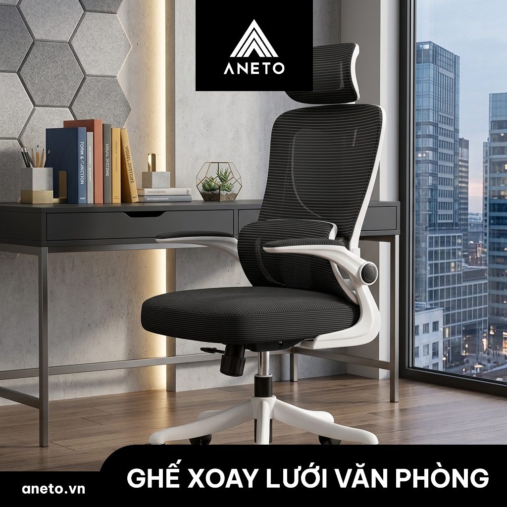 Ghế công thái học ANETO lưng lưới tựa đầu chỉnh linh hoạt OC0445123 Ghế công thái học ANETO lưng lưới tựa đầu chỉnh linh hoạt OC0445123