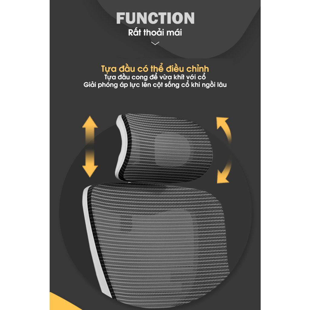 Ghế công thái học ANETO lưng lưới tựa đầu chỉnh linh hoạt OC0445123 Ghế công thái học ANETO lưng lưới tựa đầu chỉnh linh hoạt OC0445123