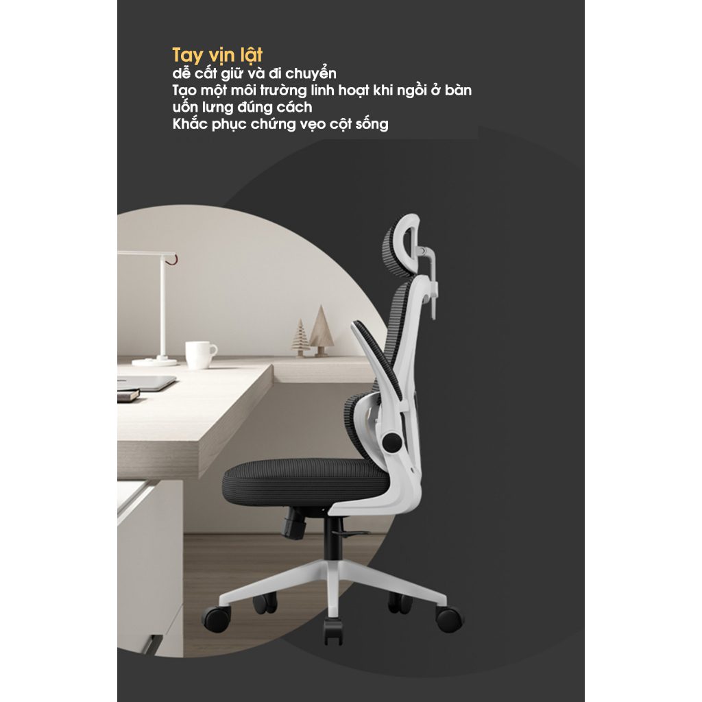 Ghế công thái học ANETO lưng lưới tựa đầu chỉnh linh hoạt OC0445123 Ghế công thái học ANETO lưng lưới tựa đầu chỉnh linh hoạt OC0445123