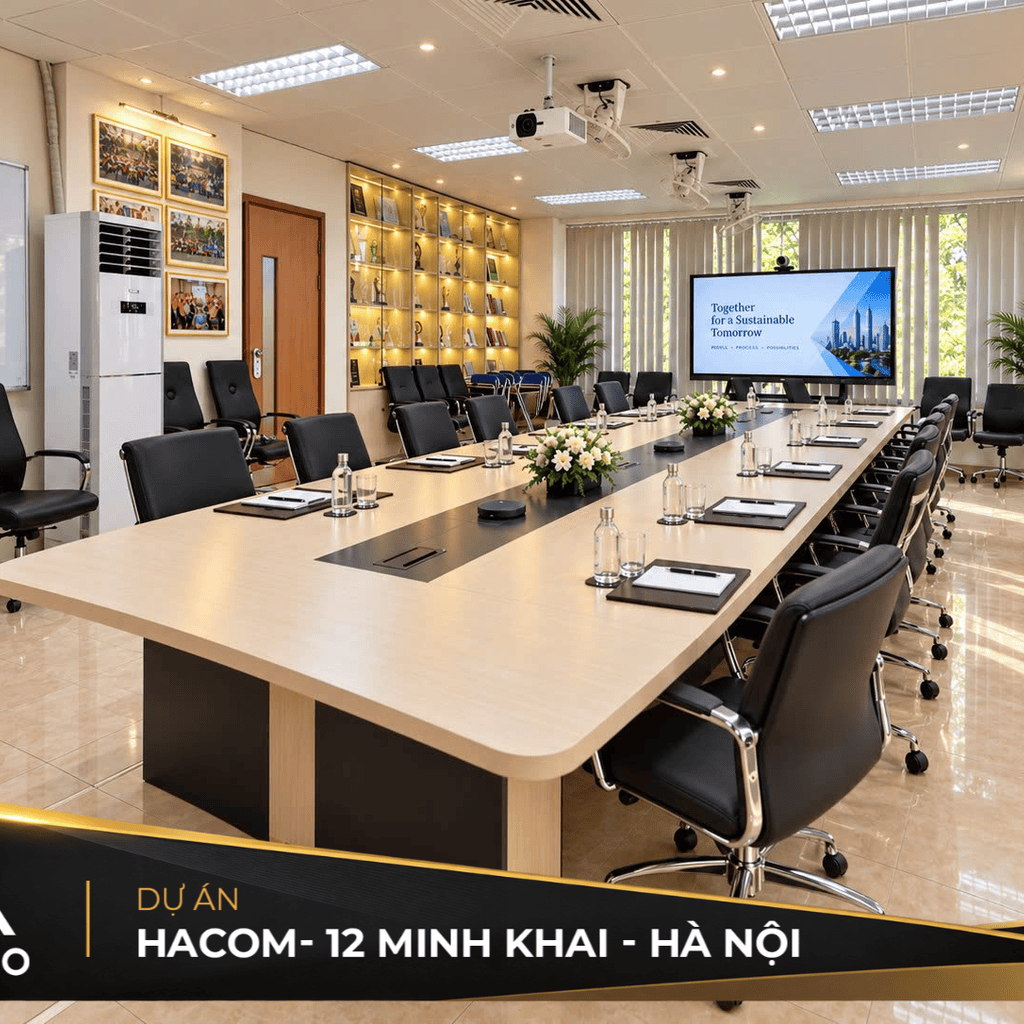Bàn họp hiện đại tại Dự án HACOM – 12 Minh Khai, Hà Nội Bàn họp hiện đại tại Dự án HACOM – 12 Minh Khai, Hà Nội