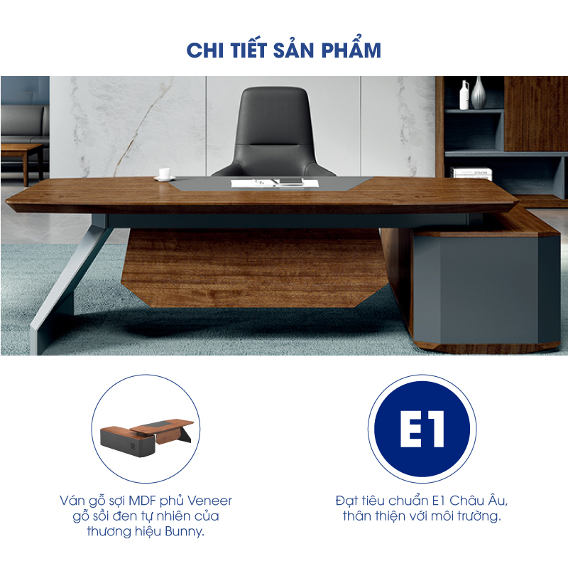 Bàn giám đốc gỗ sồi 2m6 cao cấp MS36141