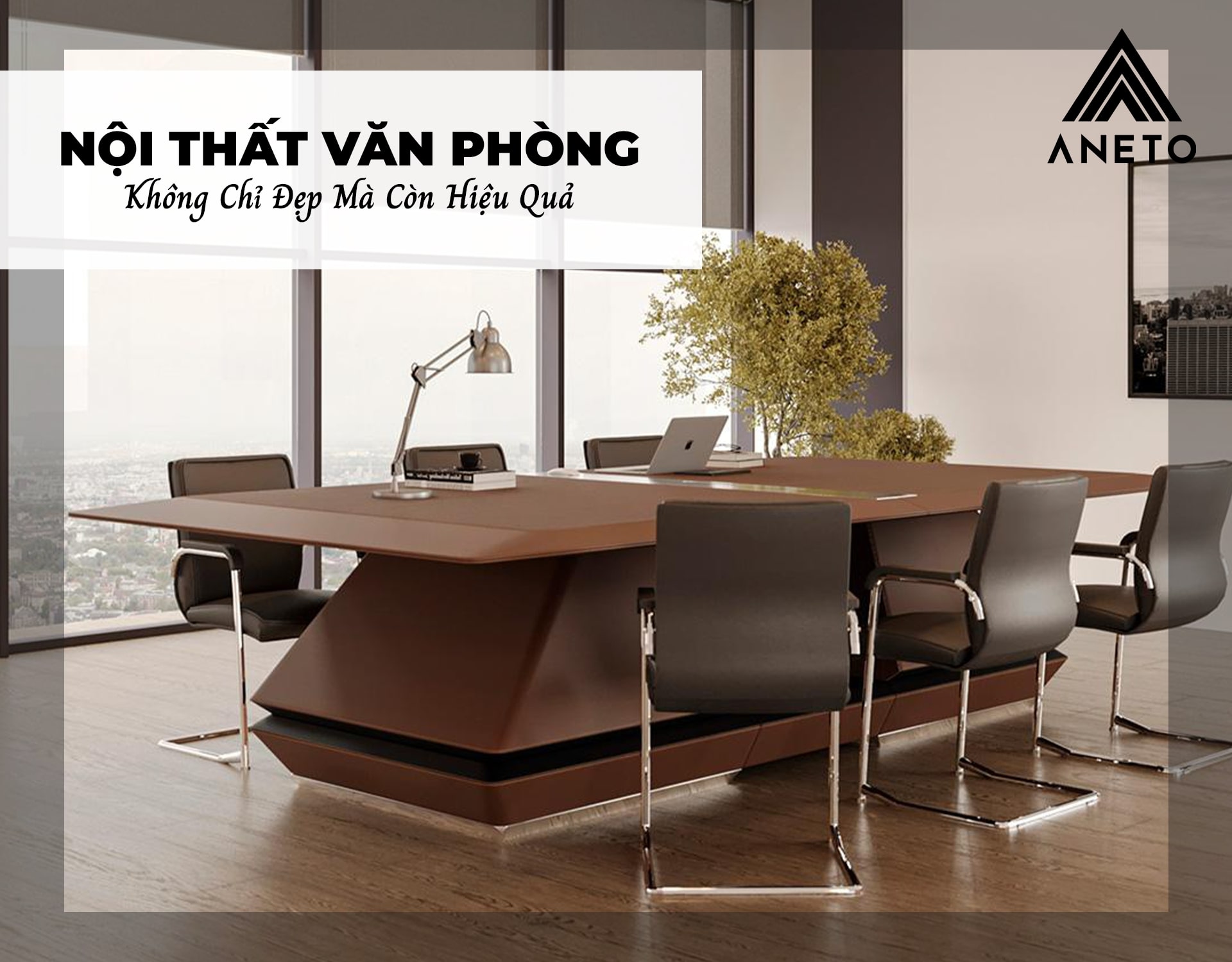Bàn làm việc giám đốc cao cấp PD35945 Nội Thất Văn Phòng ANETO