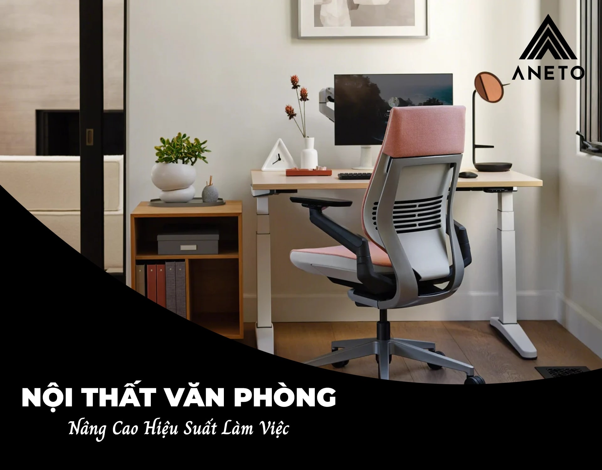 Bàn làm việc giám đốc cao cấp 2m8 PD35539 Nội Thất Văn Phòng ANETO